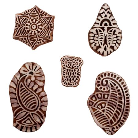 Set of 5 Piece New Mix Wooden Printing Blocks